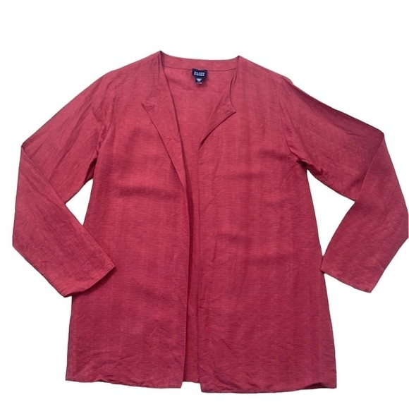Eileen Fisher Silk/Linen Burnt Orange Open Oversized Cardigan Jacket - Picture 1 of 14